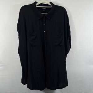Torrid Black Button-Up Short Sleeve Blouse
